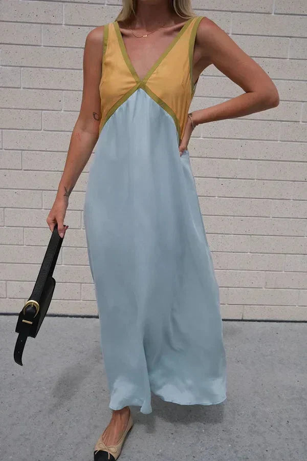 Rosalind Hawke | Maxi Dress With Colorblock V-Neck For Women