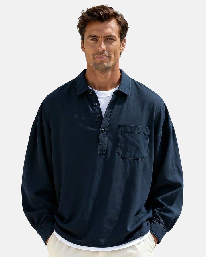 ELENA HARPER™  |  BUTTON-DOWN HALF PLACKET SHIRT FOR MEN