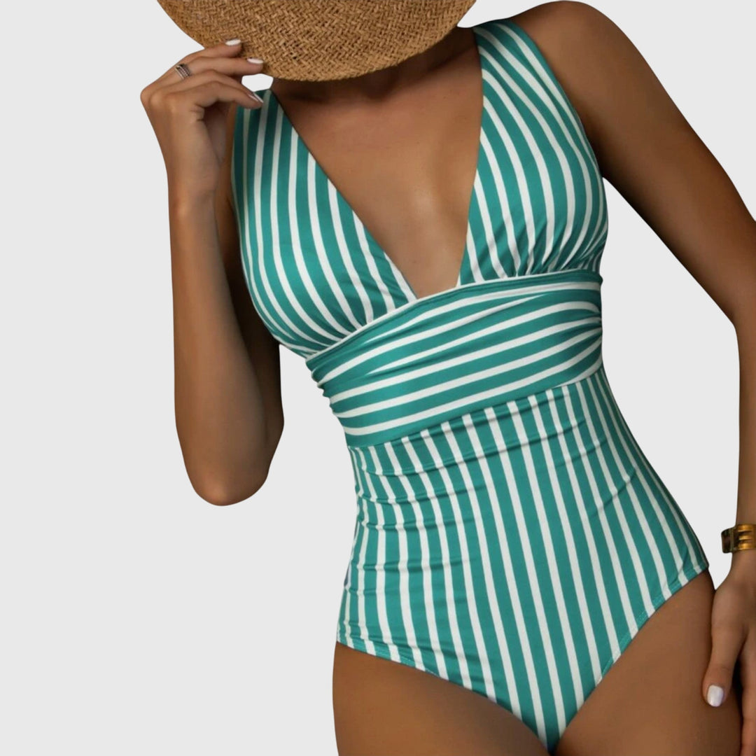 Women’s Tailored Swimsuit – V-Neck, Suitable for Summer and Beach Use