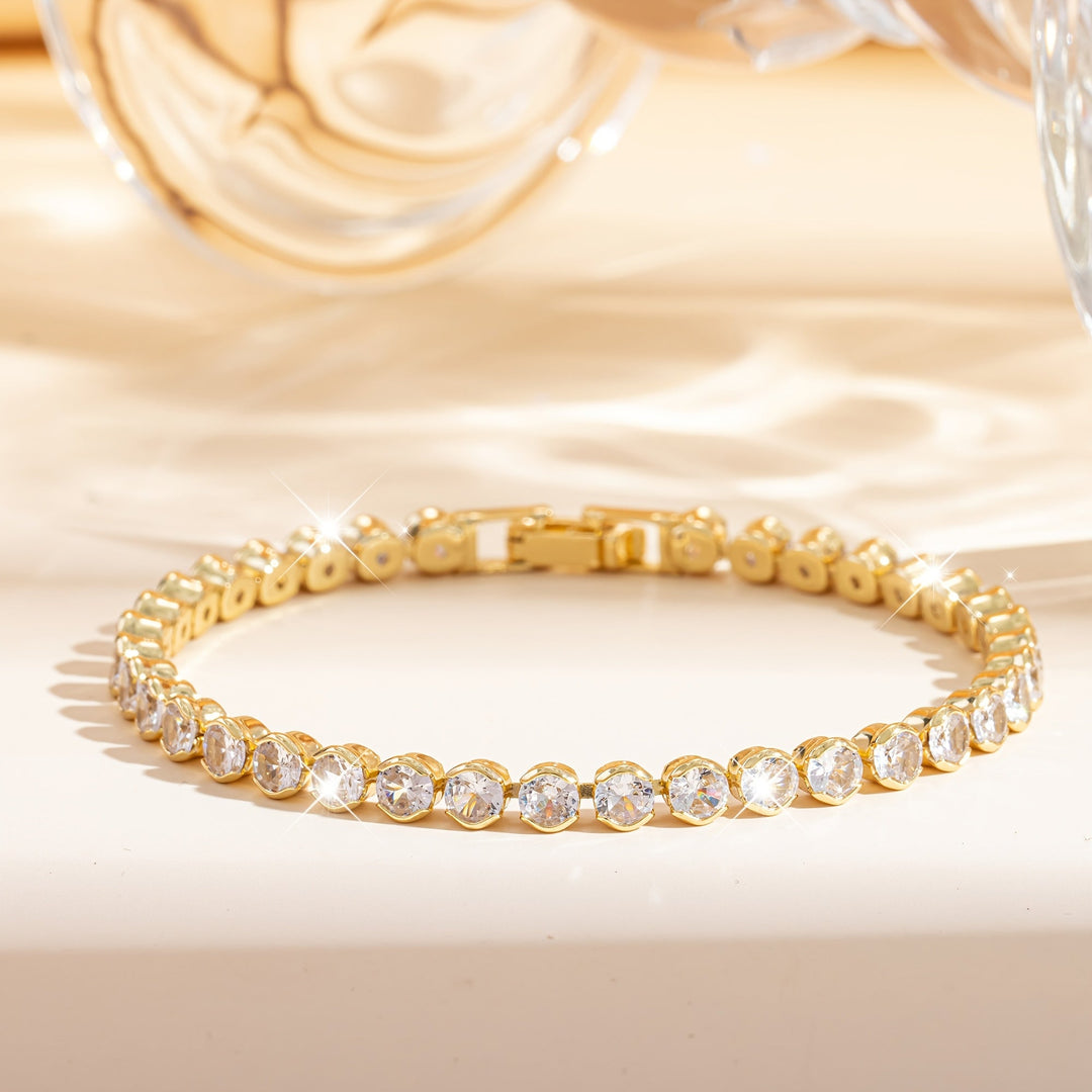 Elegant Multicolor Gemstone Gold Plated Tennis Bracelet - Elena Harper