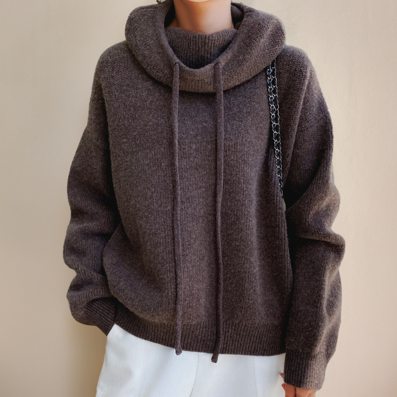 Knitted Oversized Hoodie with Hood, view 8 - Elena Harper
