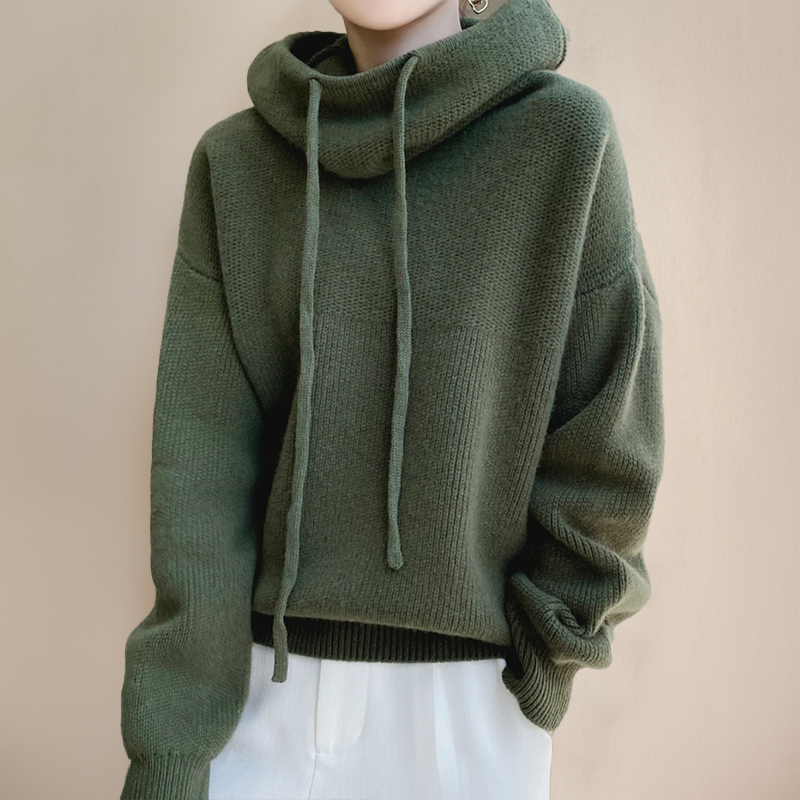 Knitted Oversized Hoodie with Hood, view 3 - Elena Harper