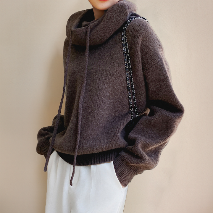 Knitted Oversized Hoodie with Hood, view 7 - Elena Harper