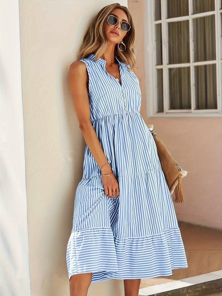 Daisy Striped Sleeveless Dress - Elena Harper