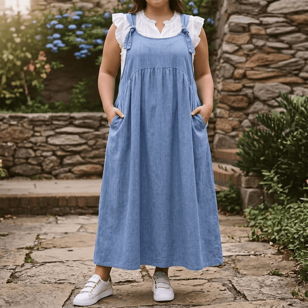 Dalena Women's Relaxed Denim Suspender Dress with Pockets - Elena Harper