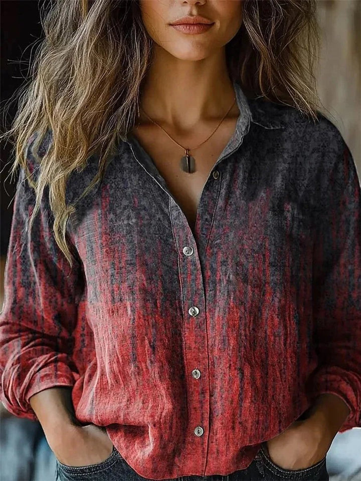 Elisabeth | Women's Boho Long Sleeve Button-Up Blouse with Floral Pattern