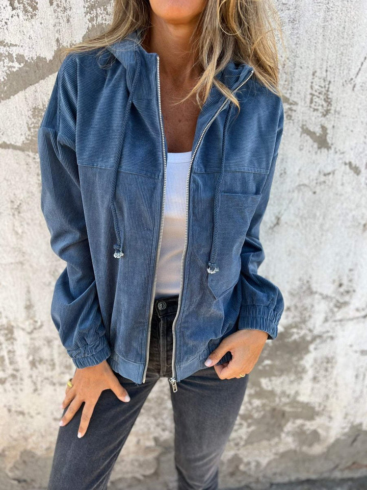 Mia | Women's Corduroy Hooded Jacket with Zipper Oversized Casual Jacket