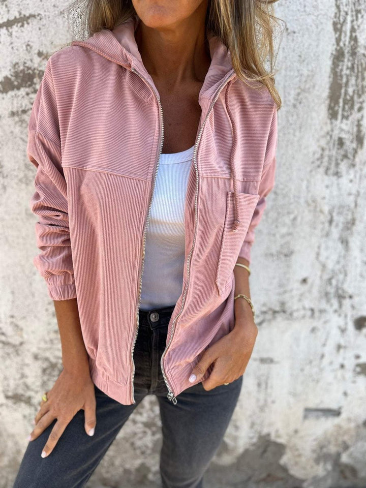Mia | Women's Corduroy Hooded Jacket with Zipper Oversized Casual Jacket
