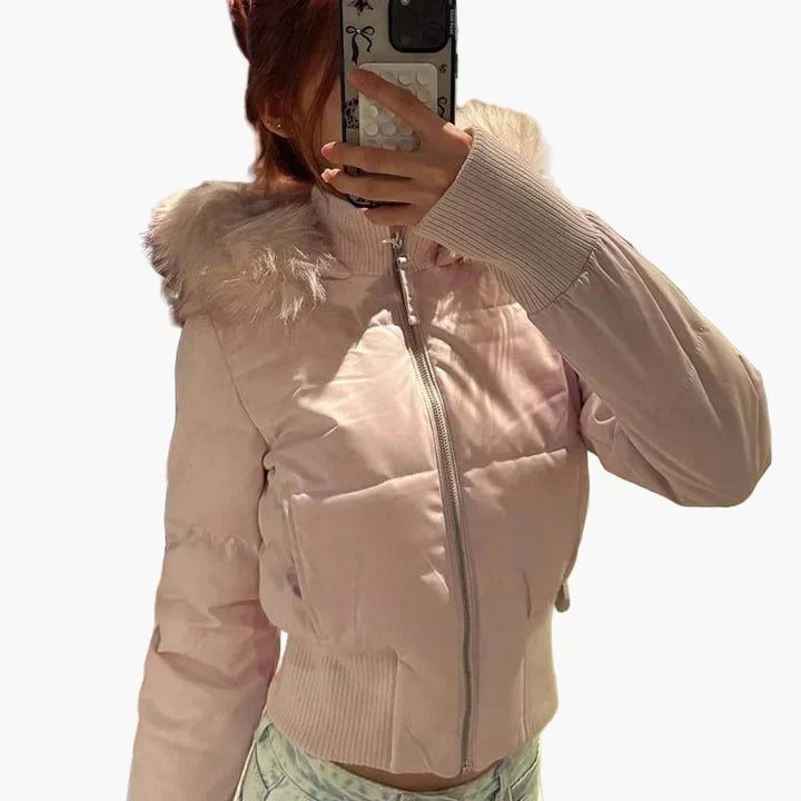 Women's Quilted Winter Jacket With Hood, view 4 - Elena Harper