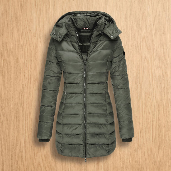 Frieda | Women's Quilted Mid-Length Winter Coat with Removable Hood
