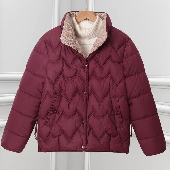 Annika | Women's Short Padded Jacket with Decorative Quilting and Stand-Up Collar