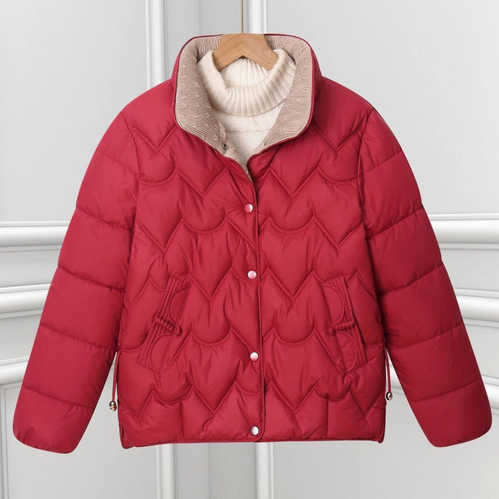 Annika | Women's Short Padded Jacket with Decorative Quilting and Stand-Up Collar
