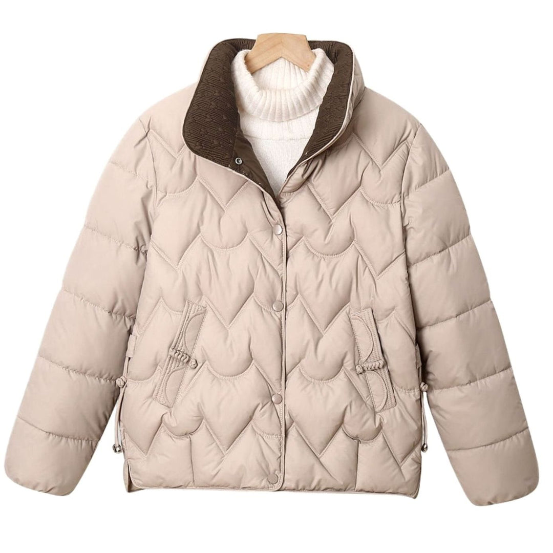 Annika | Women's Short Padded Jacket with Decorative Quilting and Stand-Up Collar
