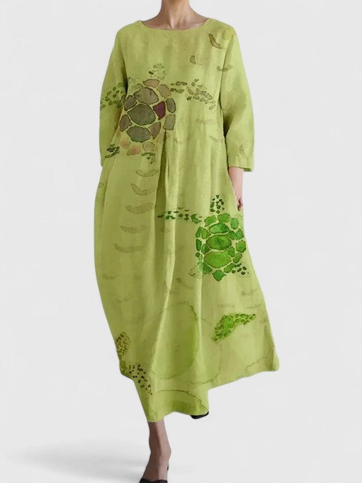 Greta | Women's Long Sleeve Midi Dress with Sea Creature Print