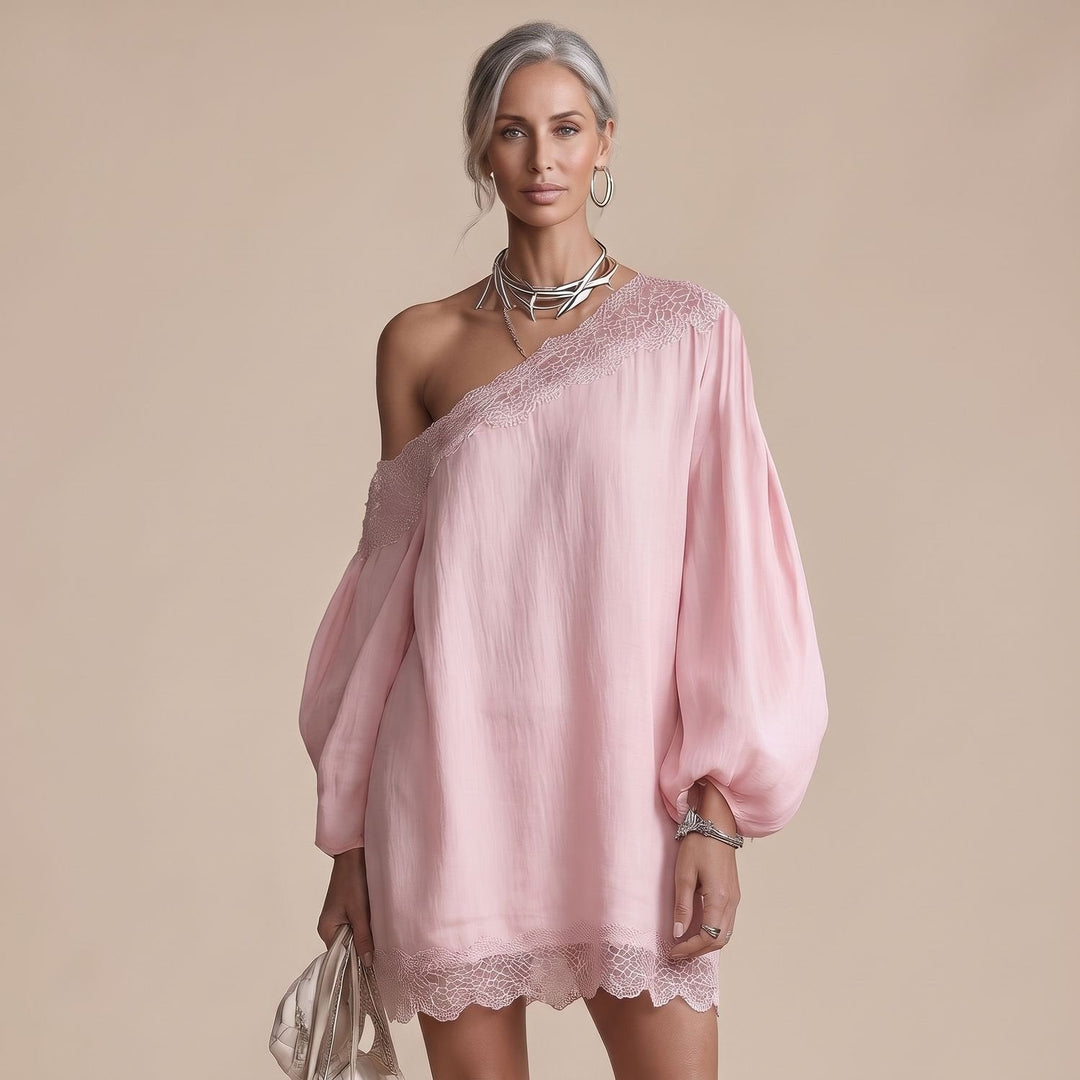 Marlene | Women's Off-Shoulder Mini Lace Dress with Puff Sleeves