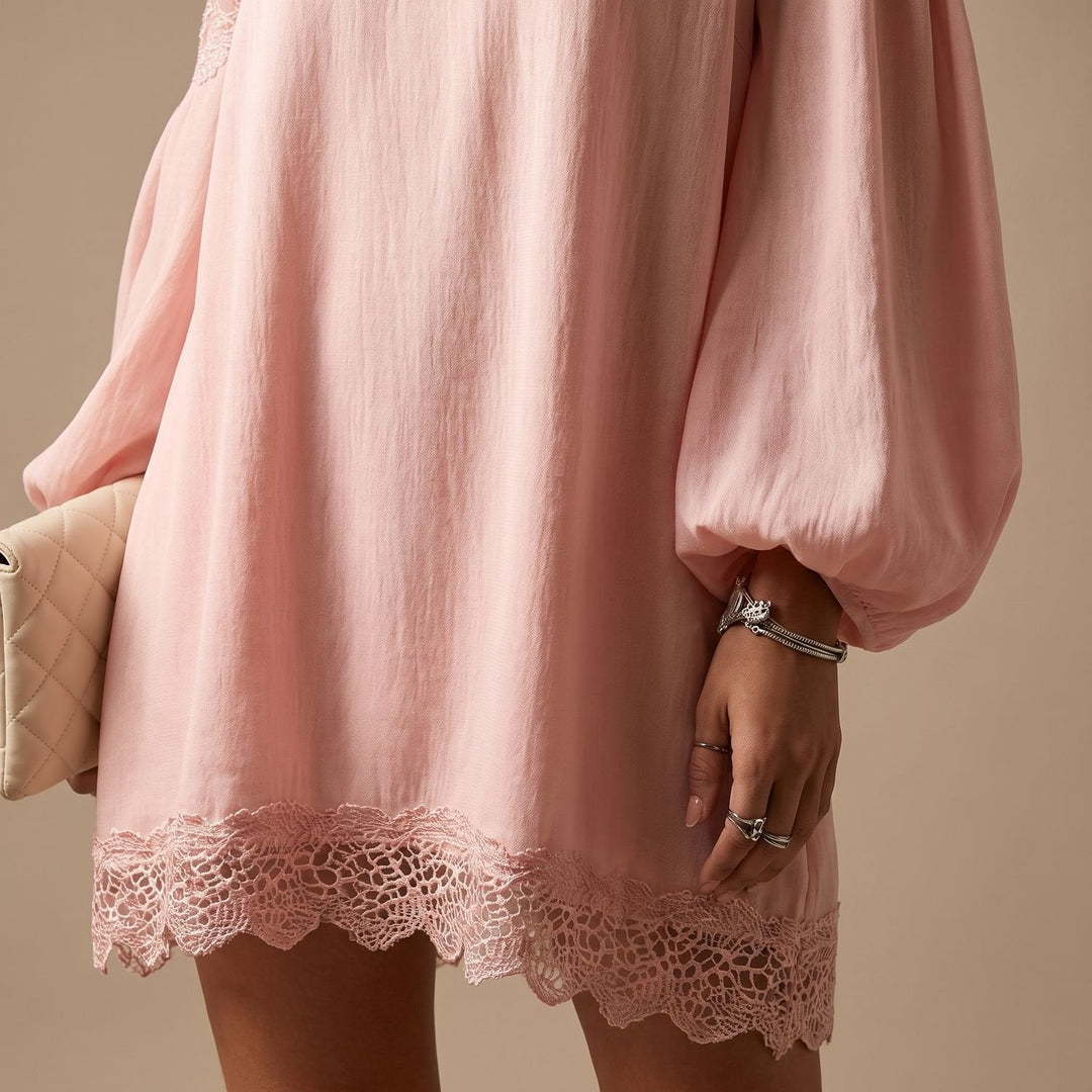 Marlene | Women's Off-Shoulder Mini Lace Dress with Puff Sleeves