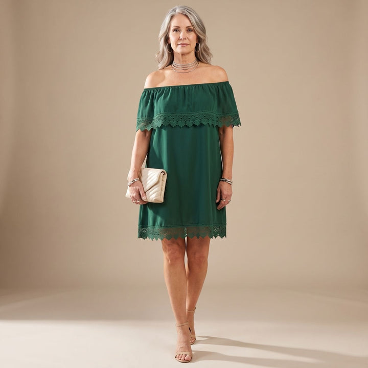 Marlene | Women's Off-Shoulder Mini Lace Dress with Puff Sleeves