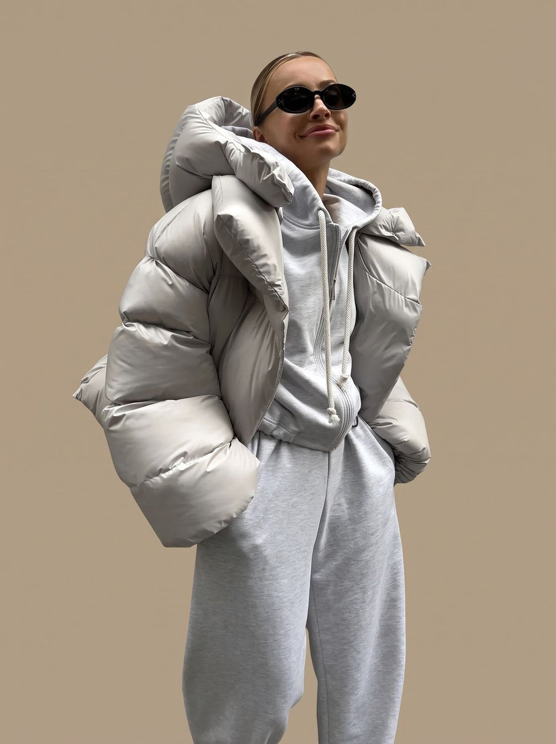 Elfriede | Women's Oversized Down Jacket with Stand-Up Collar Warm Quilted