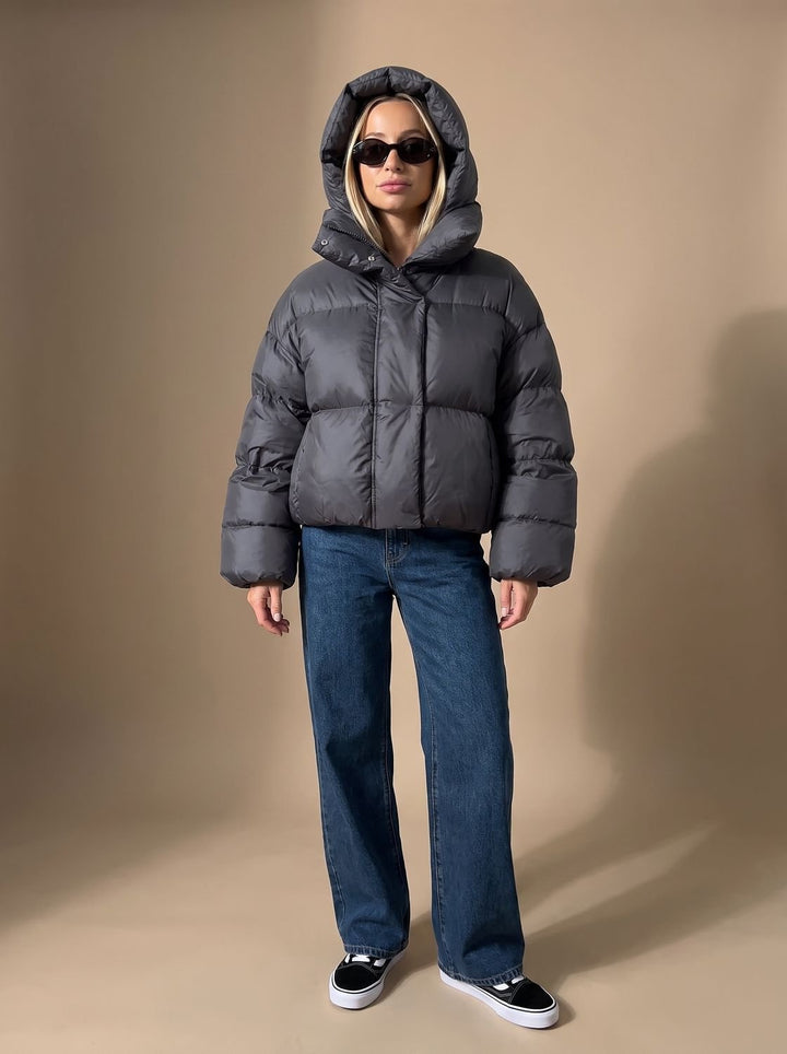 Elfriede | Women's Oversized Down Jacket with Stand-Up Collar Warm Quilted