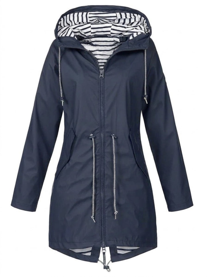 Annika | Women's Raincoat Water-Repellent Hooded Coat with Adjustable Waist