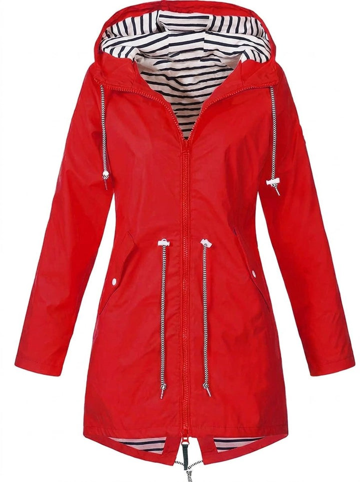 Annika | Women's Raincoat Water-Repellent Hooded Coat with Adjustable Waist