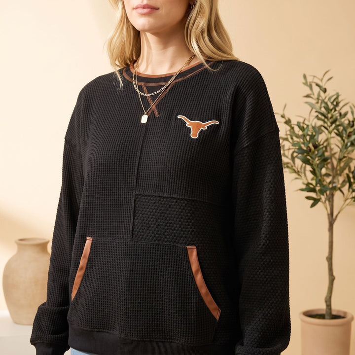 Hannah | Women's Relaxed-Fit Sweater with Kangaroo Pocket and Waffle Texture