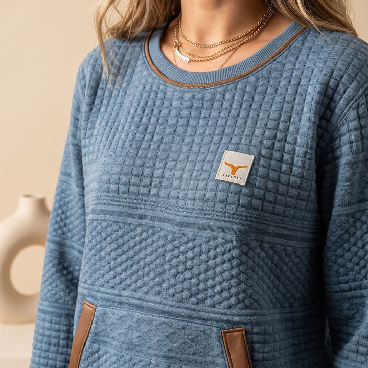 Hannah | Women's Relaxed-Fit Sweater with Kangaroo Pocket and Waffle Texture