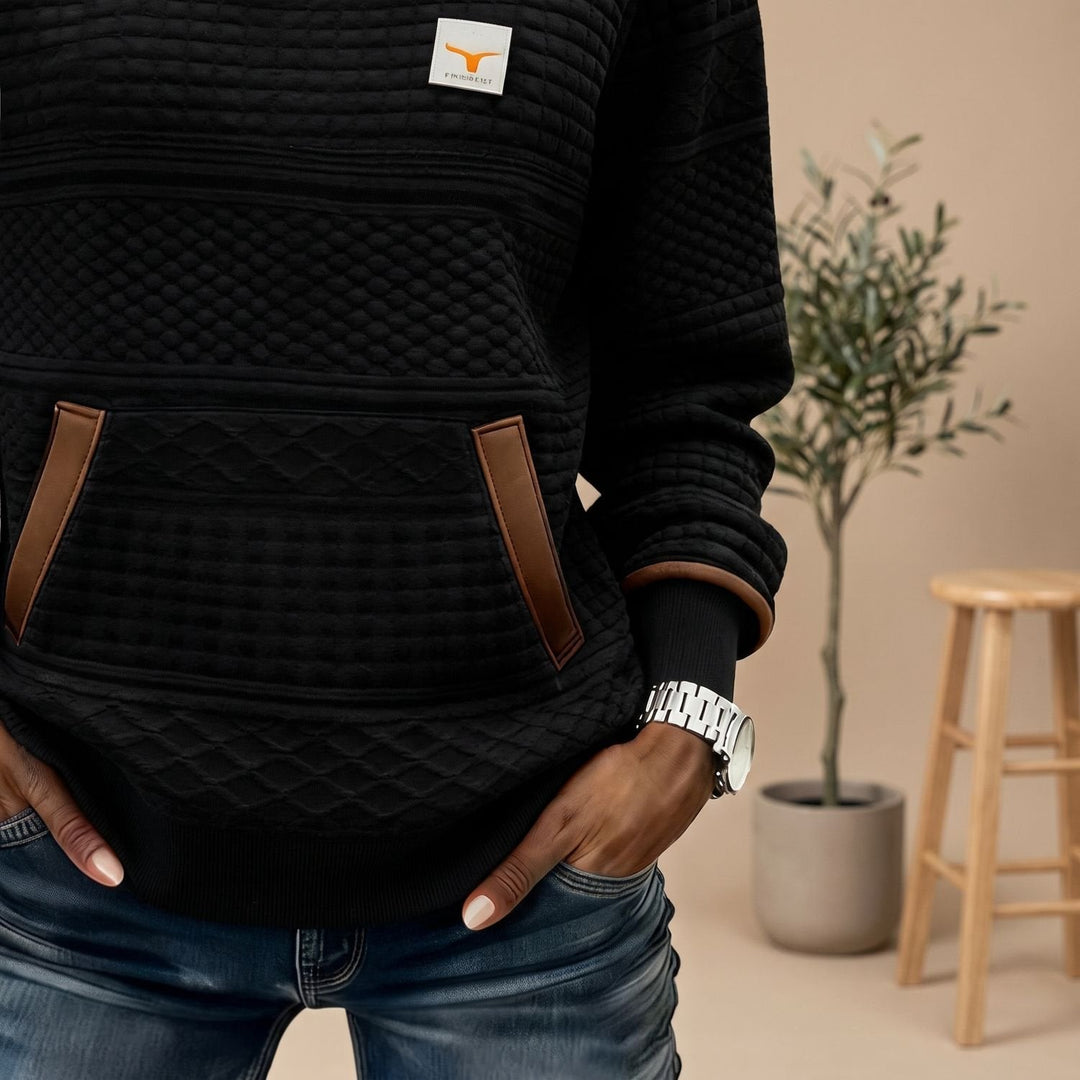 Hannah | Women's Relaxed-Fit Sweater with Kangaroo Pocket and Waffle Texture