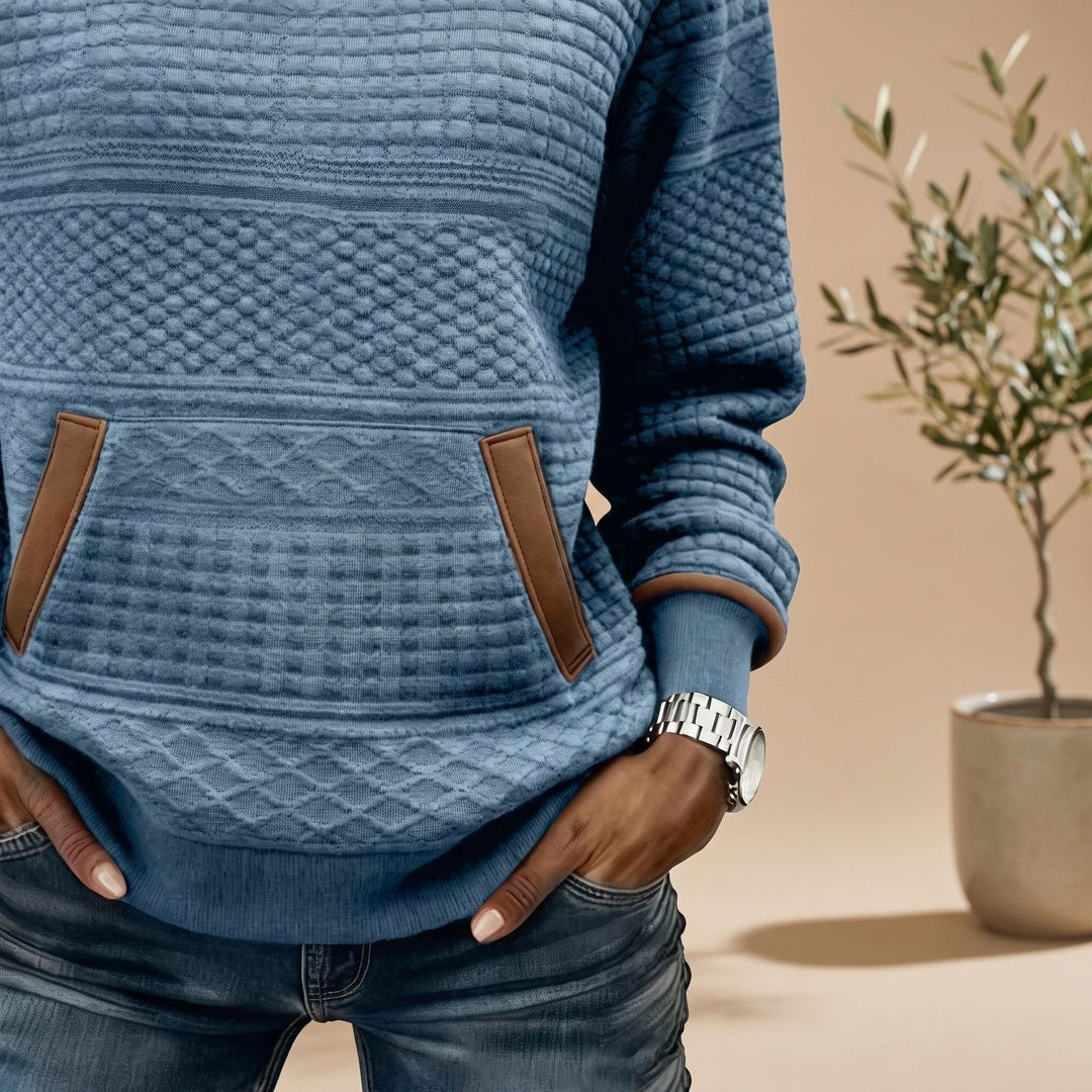 Hannah | Women's Relaxed-Fit Sweater with Kangaroo Pocket and Waffle Texture