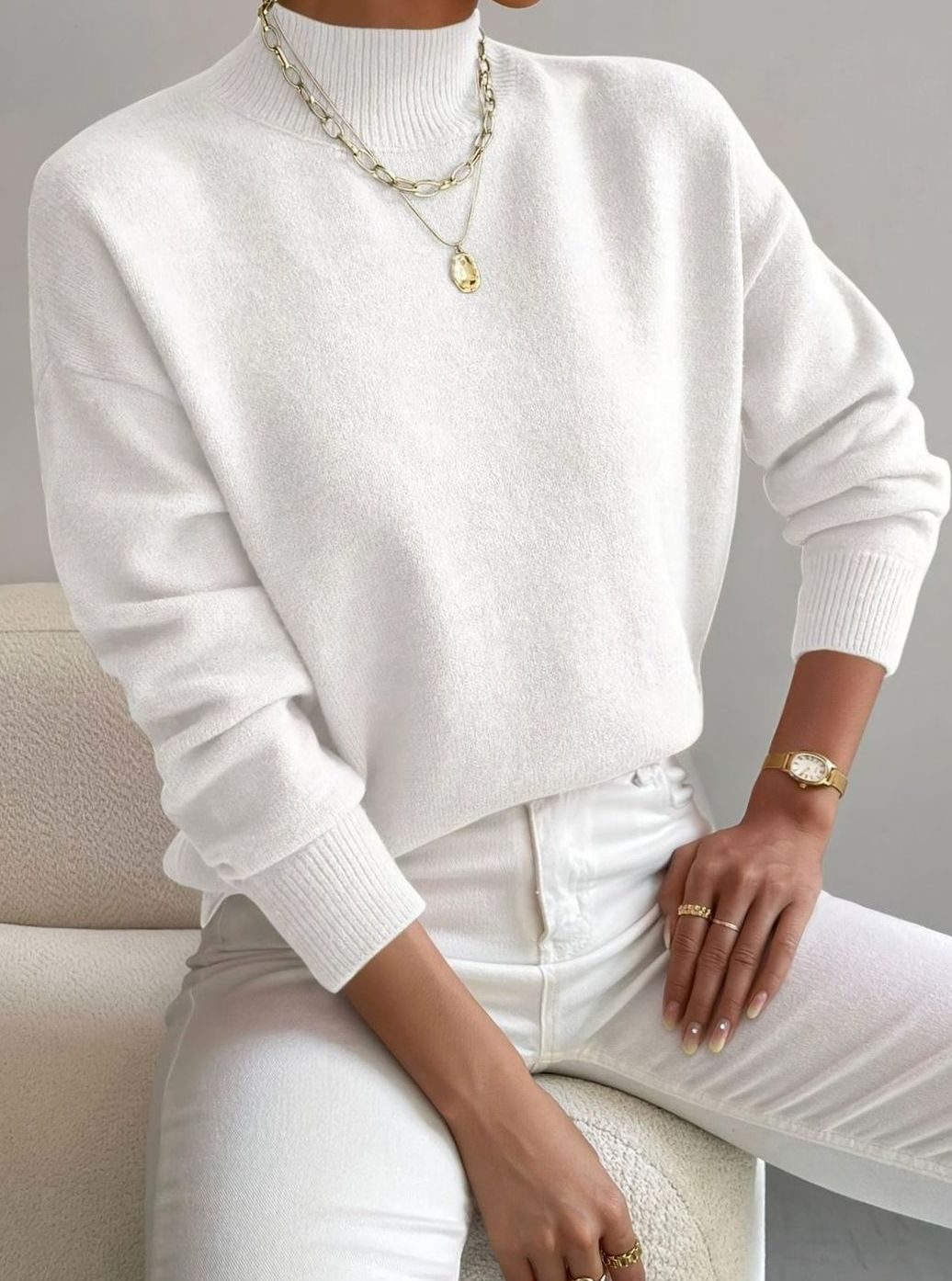 Marlene | Women's Turtleneck Knit Sweater with Ribbed Pattern Soft Winter Sweater