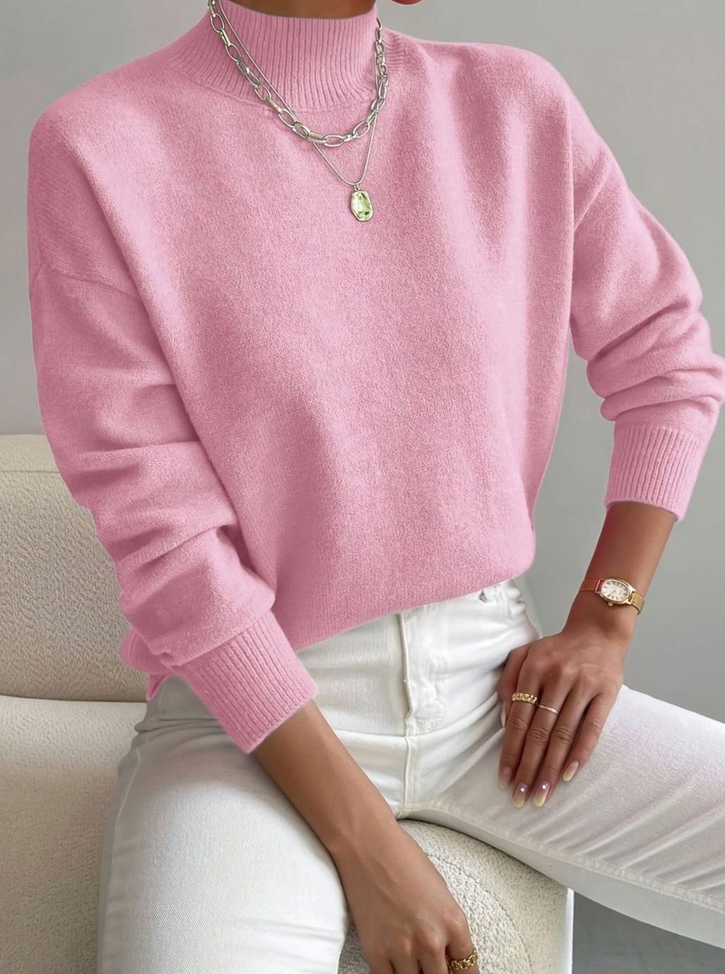 Marlene | Women's Turtleneck Knit Sweater with Ribbed Pattern Soft Winter Sweater