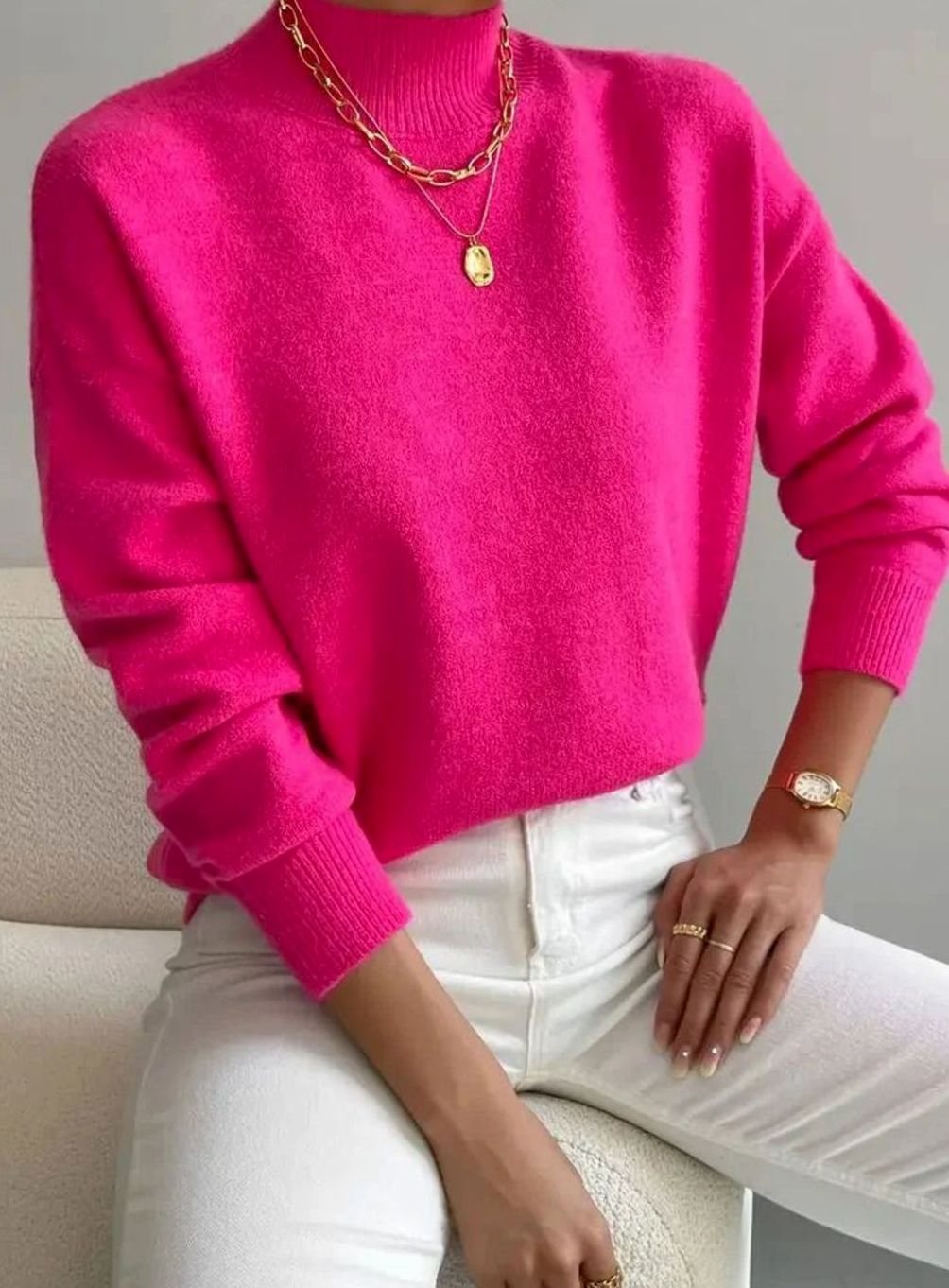 Marlene | Women's Turtleneck Knit Sweater with Ribbed Pattern Soft Winter Sweater