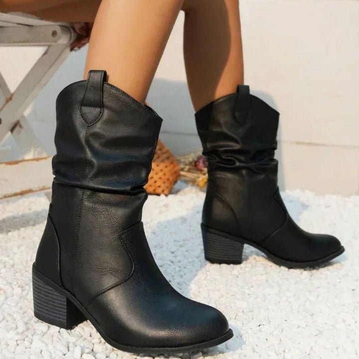 Virginie - Chic Western Pleated Boots