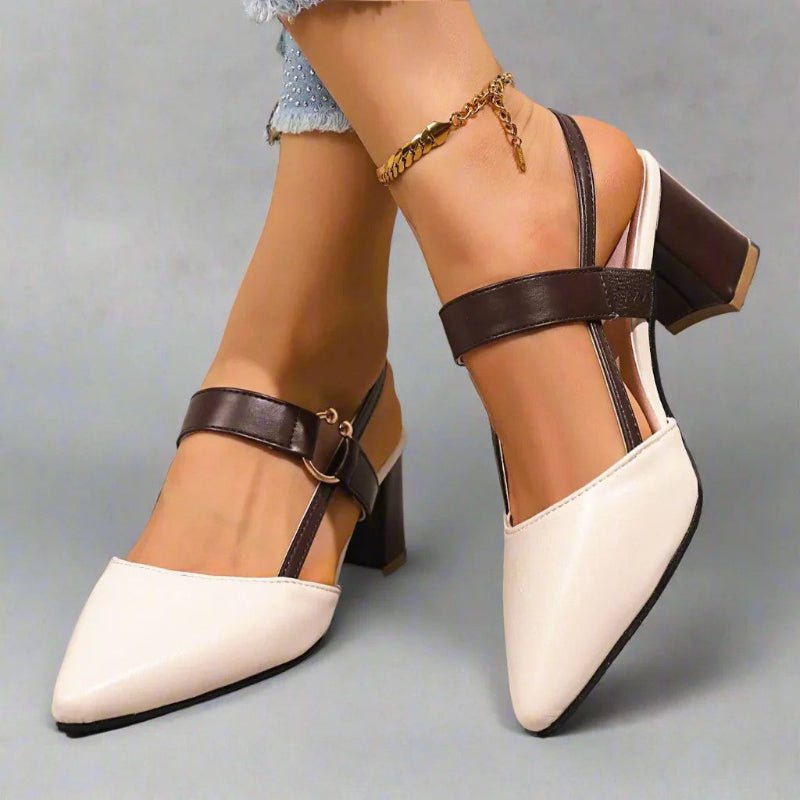Nora | Women's Pointed Toe T-Strap Block Heel Pumps
