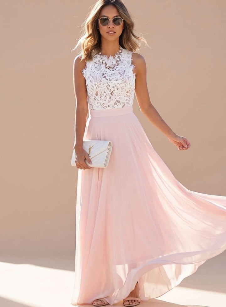 Nora | Women's Lace Cocktail Dress Chiffon Maxi Evening Dress