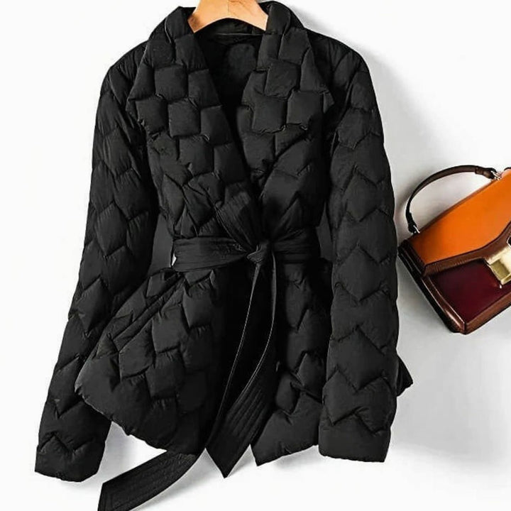 Marlene | Women's Quilted Jacket with Tie Belt and Diamond Quilting