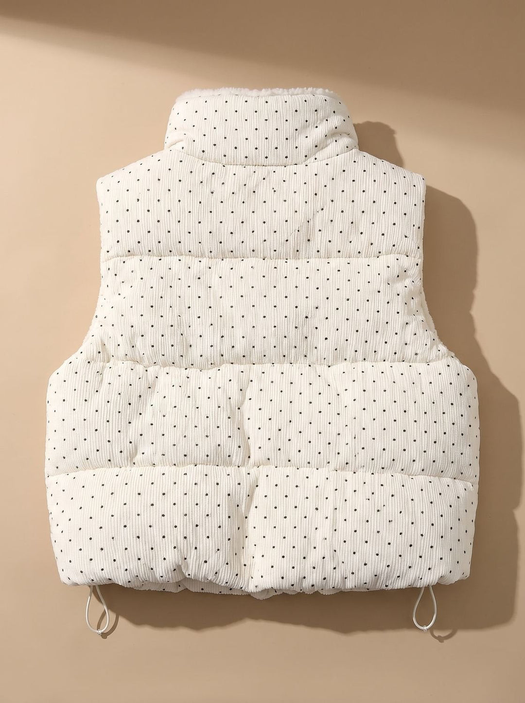 Marie | Women's Quilted Vest with Teddy Lining, Stand-up Collar, Polka Dots Bodywarmer