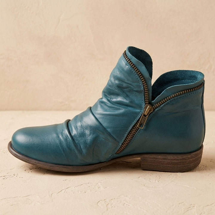 Marlene | Women's Ankle Boots Wide Fit Zipper Leather Look