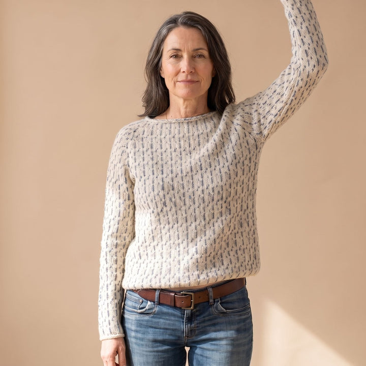 Mia | Women's Knit Sweater with Waffle Texture Round Neck Relaxed Fit