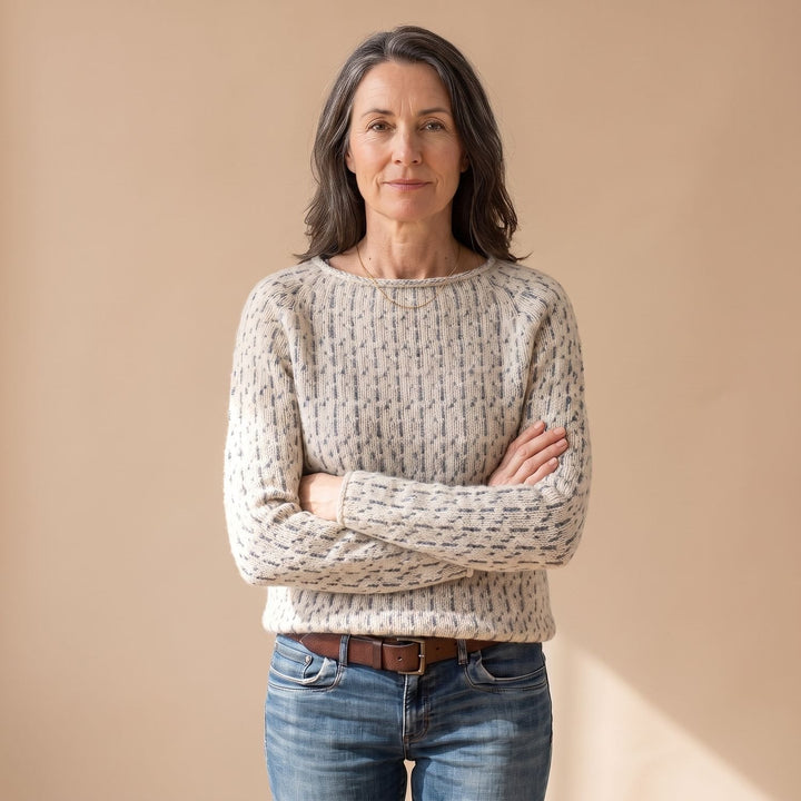 Mia | Women's Knit Sweater with Waffle Texture Round Neck Relaxed Fit