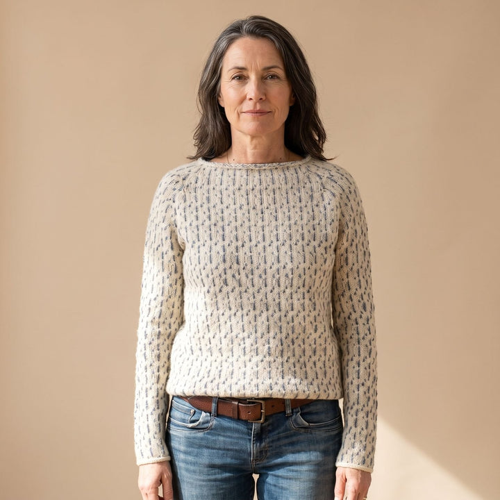 Mia | Women's Knit Sweater with Waffle Texture Round Neck Relaxed Fit