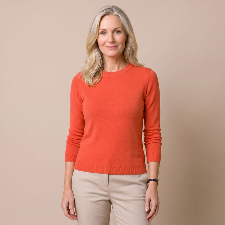 Frieda | Women's Knit Sweater with Round Neck Long Sleeve Soft Wool Blend