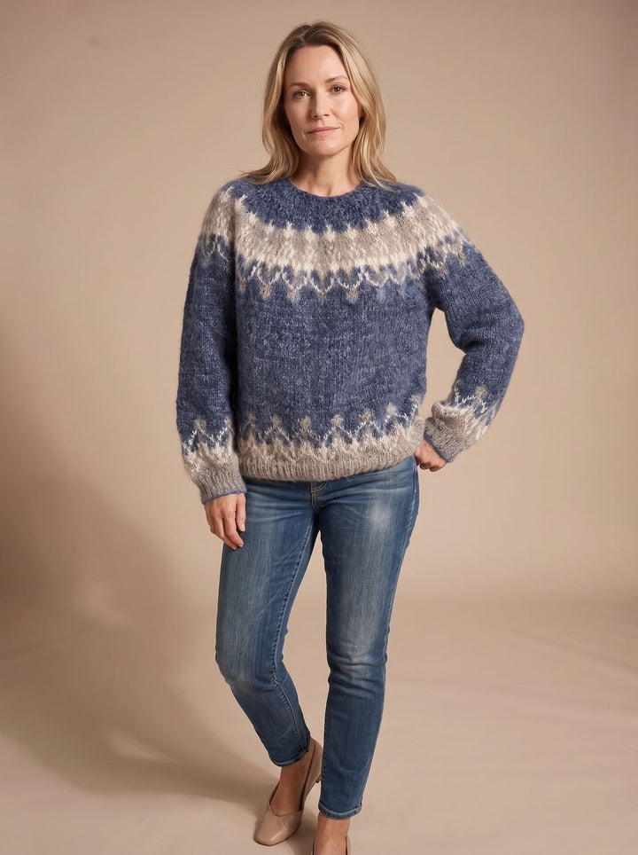 Marlene | Women's Christmas Sweater Nordic Jacquard Knit Sweater Round Neck