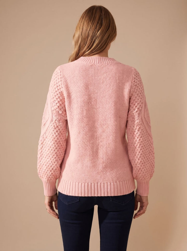 Leonie | Women's Cable Knit Sweater with Balloon Sleeves Relaxed-Fit Knit Sweater
