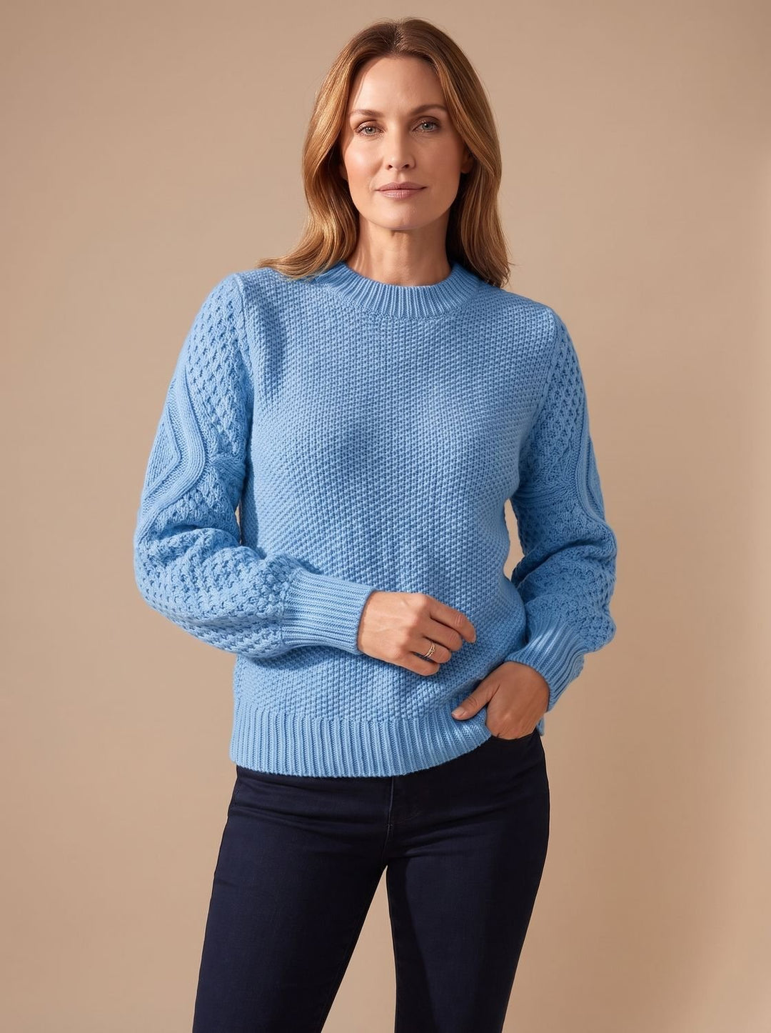 Leonie | Women's Cable Knit Sweater with Balloon Sleeves Relaxed-Fit Knit Sweater