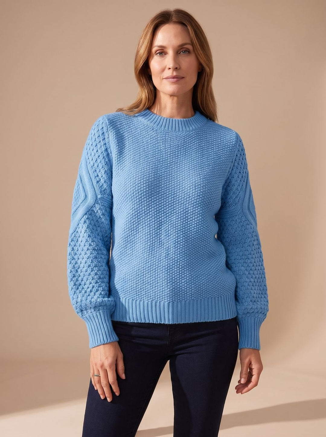 Leonie | Women's Cable Knit Sweater with Balloon Sleeves Relaxed-Fit Knit Sweater