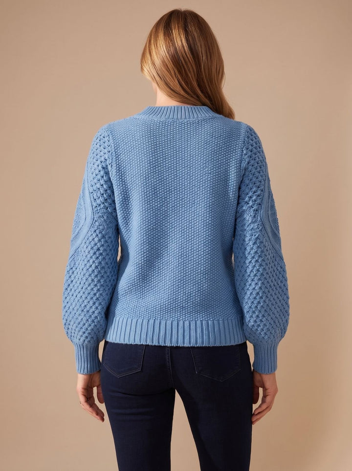 Leonie | Women's Cable Knit Sweater with Balloon Sleeves Relaxed-Fit Knit Sweater