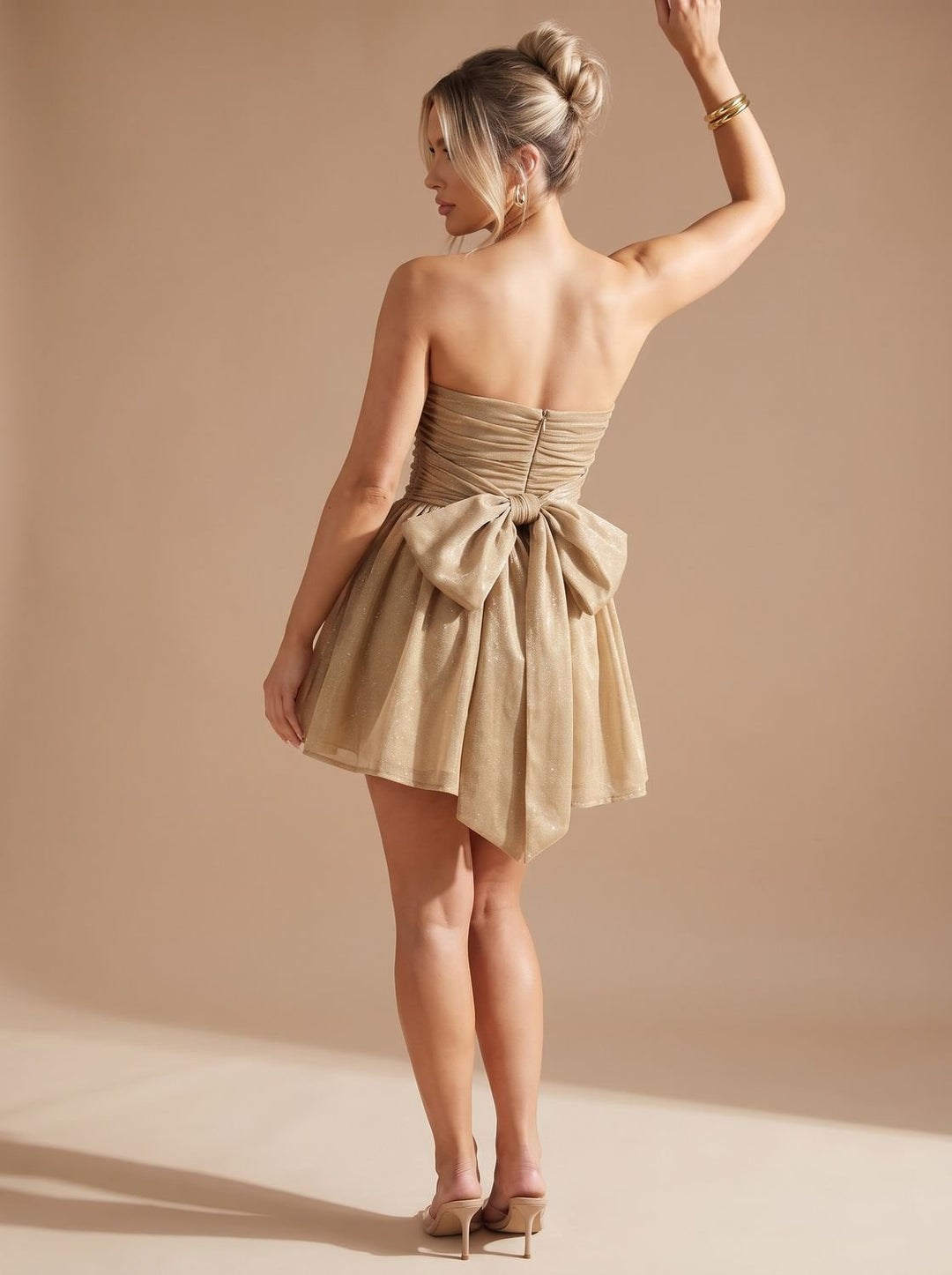 Elin | Women's Bandeau Mini Party Dress Strapless Glitter Bow