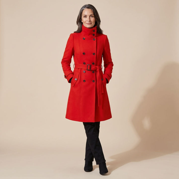 Tessa | Women's Double-Breasted Button Wool Winter Coat with Stand Collar Tailored