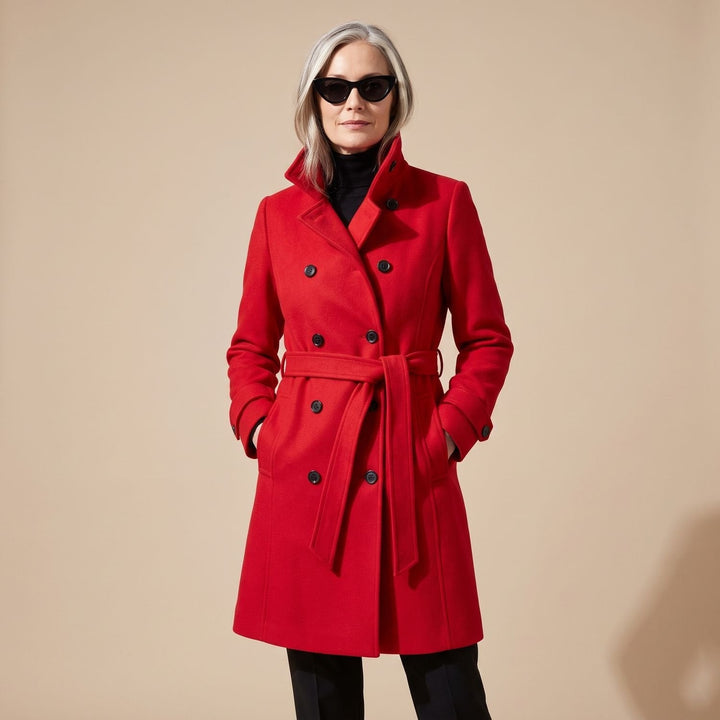 Tessa | Women's Double-Breasted Button Wool Winter Coat with Stand Collar Tailored